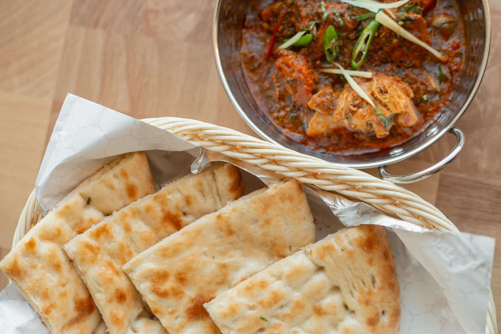 Flatbread and a selection of restaurant dishes